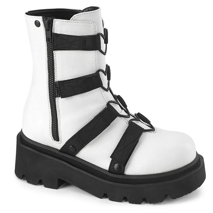 Demonia Cult Exclusive | "Renegade-50" Boots - White Vegan Leather-Nylon