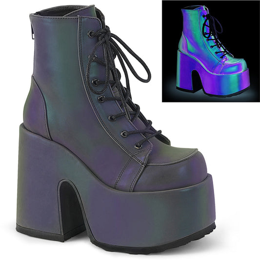 Demonia Cult Signature | "Camel-203" Boots - Green Multi Reflective
