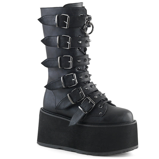 Demonia Cult Signature | "Damned-225" Boots - Black Vegan Leather