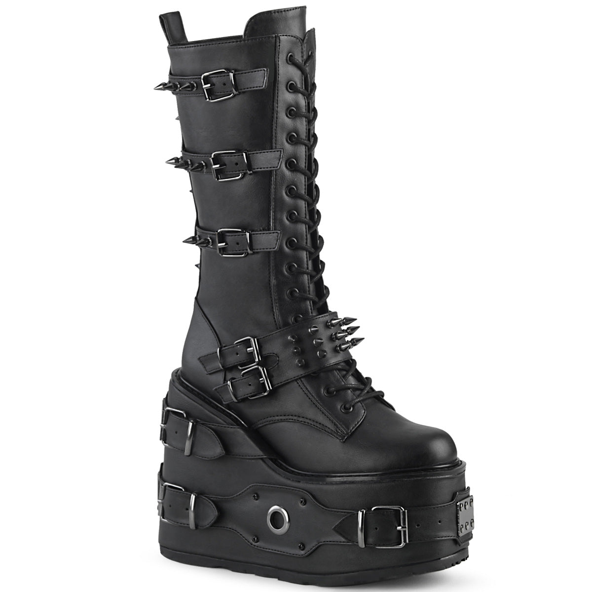 Demonia Cult Classic | "Swing-327" Boots - Black Vegan Leather