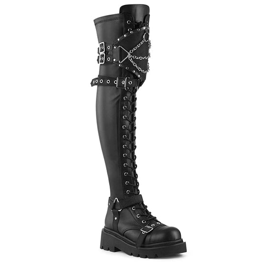 Demonia Cult Quality | "Renegade-320" Boots - Black Stretch Vegan Leather