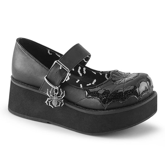 Demonia Cult Signature | "Sprite-05" Platforms - Black Vegan Leather-Black Patent