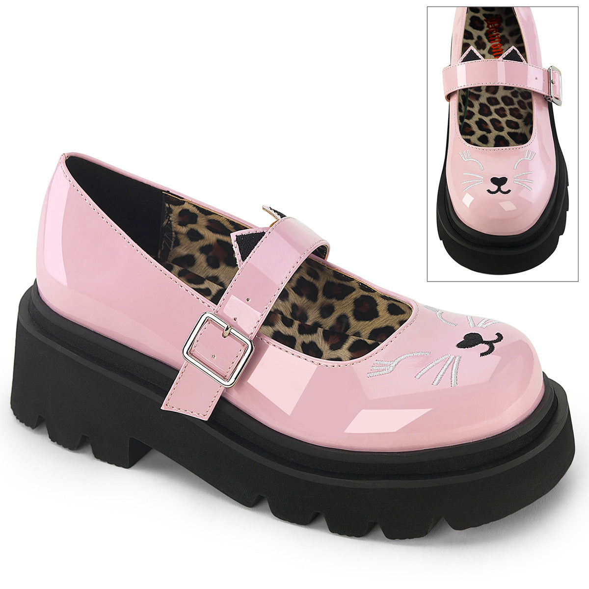 Demonia Cult Essential | "Renegade-56" Platforms - Baby Pink Patent