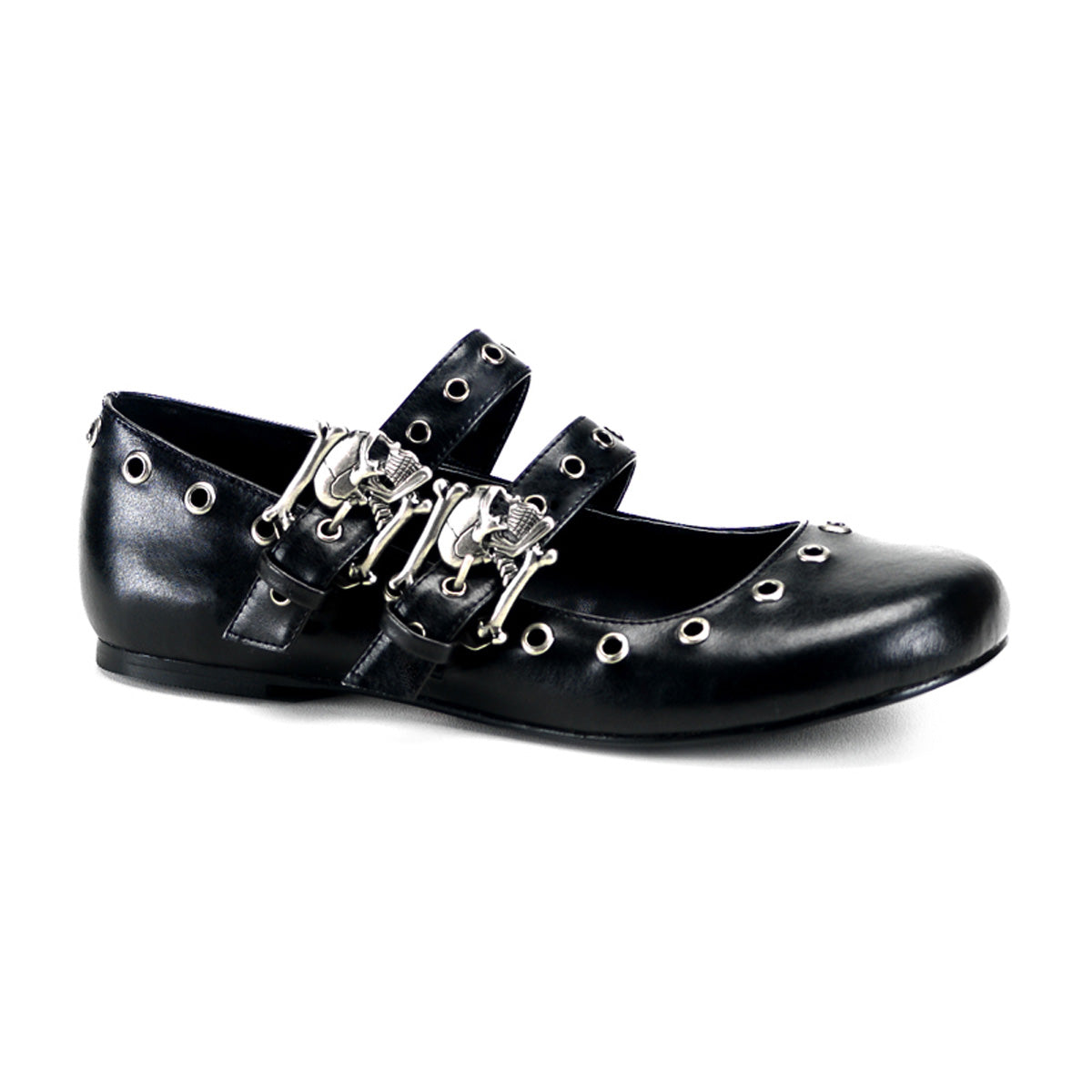 Demonia Cult Classic | "Daisy-03" Flats - Black Vegan Leather