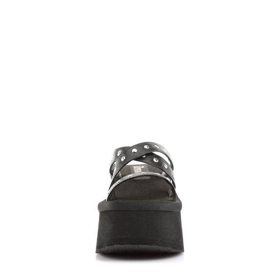 Demonia Cult Essential | "Funn-19" Sandals - Black Vegan Leather