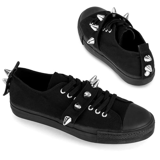 Demonia Cult Quality | "Deviant-04" Sneakers - Black Canvas