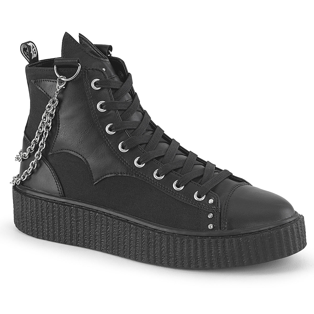 Demonia Cult Exclusive | "Sneeker-230" Sneakers - Black Canvas-Vegan Leather