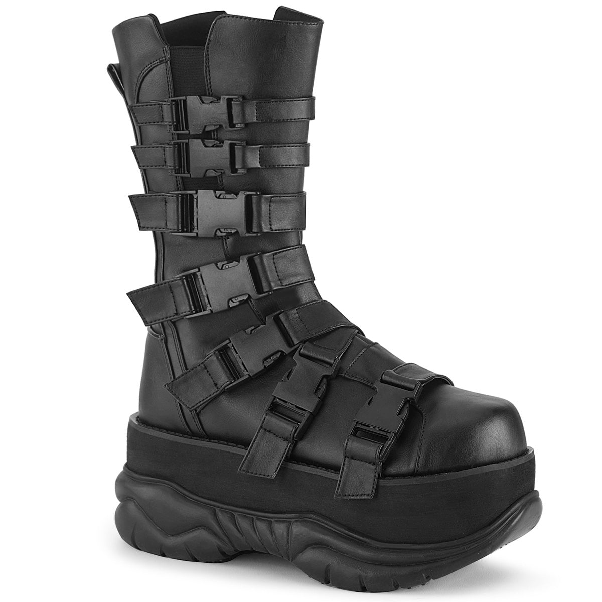 Demonia Cult Essential | "Neptune-210" Boots - Black Vegan Leather