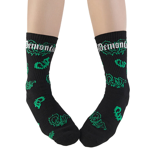 Demonia Cult Quality | "Heart Net Ruffle Sock" - White Nylon & Spandex