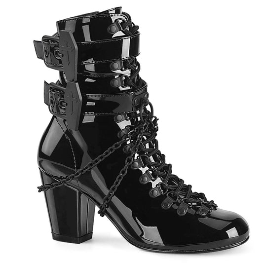 Demonia Cult Exclusive | "Vivika-128" Boots - Black Patent