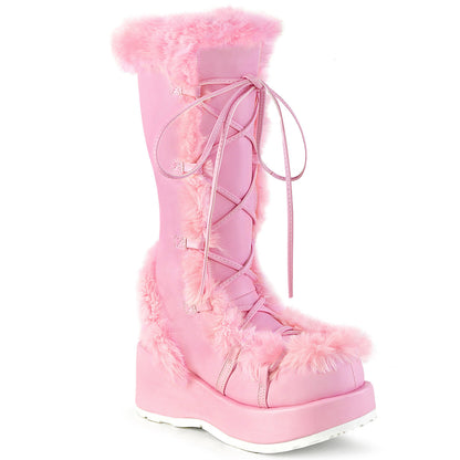 Demonia Cult Signature | "Cubby-311" Boots - Baby Pink Vegan Leather